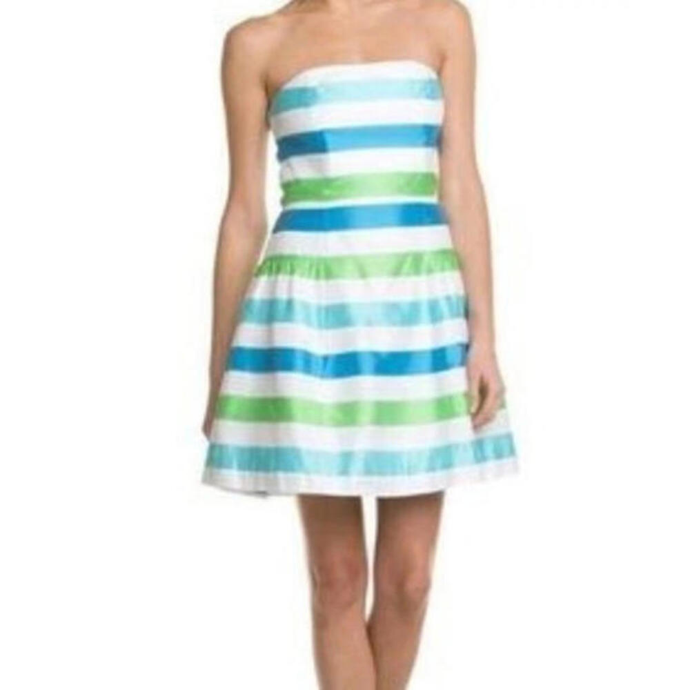 Lilly Pulitzer Jordan Multi Corded Organza Stripe Strapless Dress  8 NWT $288‎